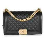 Black Leather Chanel Boy Bags