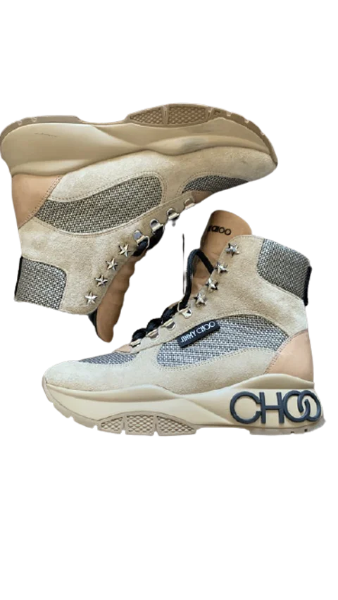Beige Leather Jimmy Choo Sneakers