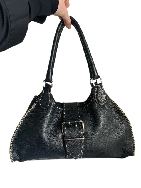 Black Leather Fendi Shoulder Bag