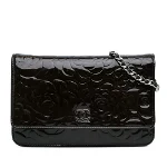 Black Leather Chanel Wallet on Chain