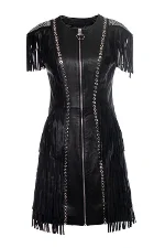 Black Leather Philipp Plein Dress