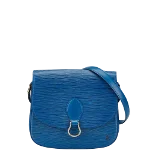 Blue Leather Louis Vuitton Sac Souple