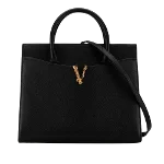 Black Leather Versace Handbag