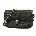 Black Leather Chanel Crossbody Bag