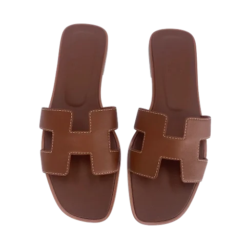 Brown Leather Hermes Sandals