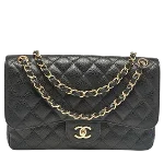 Black Leather Chanel Flap Bag