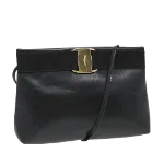 Black Leather Salvatore Ferragamo Shoulder Bag