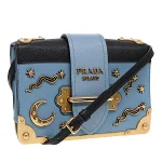 Blue Leather Prada Shoulder Bag