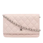 White Leather Chanel Wallet on Chain