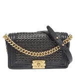 Black Leather Chanel Shoulder Strap