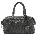 Black Leather Bottega Veneta Handbag