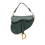 Green Leather Dior Saddle Bag