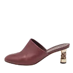 Burgundy Leather Chanel Mules