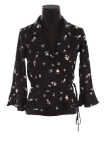 Black Polyester Rouje Top