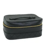 Black Leather Chanel Cosmetic Pouch