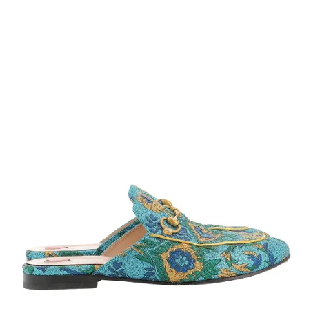 Blue Leather Gucci Mules