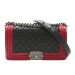 Red Leather Chanel Boy Bags