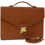Brown Leather Louis Vuitton Porte documents Jour