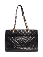 Black Leather Chanel Tote