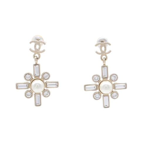 White Pearl Chanel Earrings