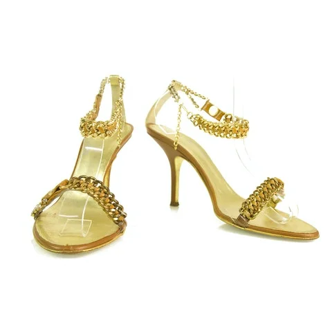Gold Leather Roberto Cavalli Heels