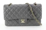 Grey Leather Chanel Flap Bag