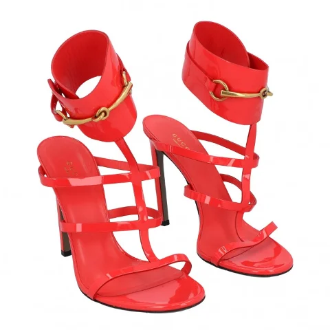 Red Leather Gucci Sandals