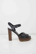 Black Leather Twinset Heels