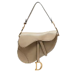 Beige Leather Dior Saddle Bag