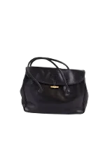 Black Leather Longchamp Handbag