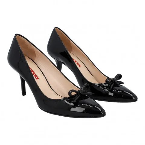 Black Leather Prada Heels
