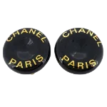 Black Metal Chanel Earrings