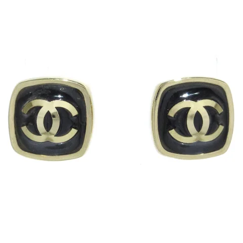 Navy Metal Chanel Earrings