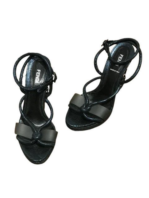 Black Canvas Fendi Sandals
