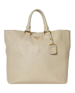 Beige Leather Prada Tote