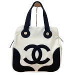 White Fabric Chanel Tote