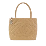 Beige Leather Chanel Medaillon