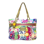 Multicolor Canvas Coach Tote