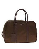 Brown Nylon Prada Boston Bag