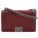 Red Leather Chanel Boy Bags