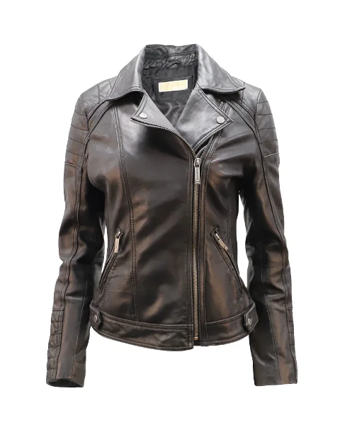 Black Leather Michael Kors Jacket