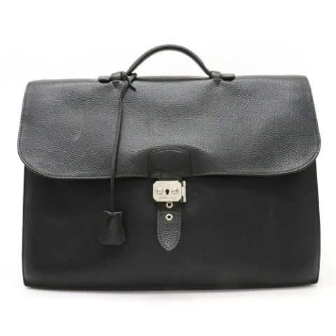 Black Leather Hermès Briefcase