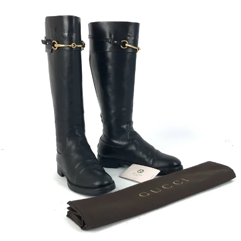 Black Leather Gucci Boots