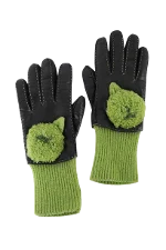 Green Leather Moschino Gloves