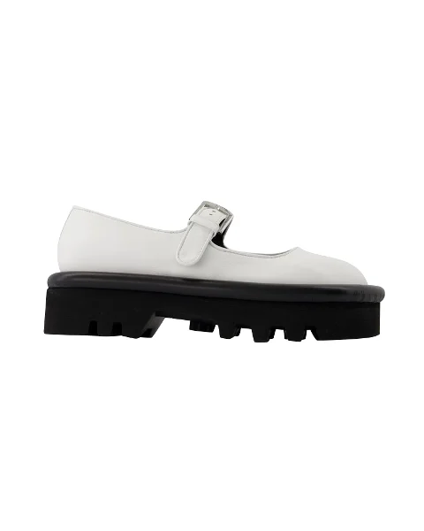 White Leather Jw Anderson Flats