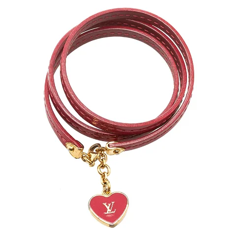 Red Leather Louis Vuitton Bracelet