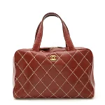 Red Fabric Chanel Boston Bag