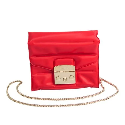 Red Canvas Furla Shoulder Bag