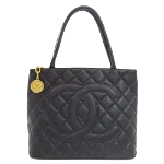 Black Leather Chanel Medaillon