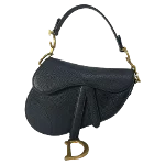 Black Leather Dior Saddle Bag